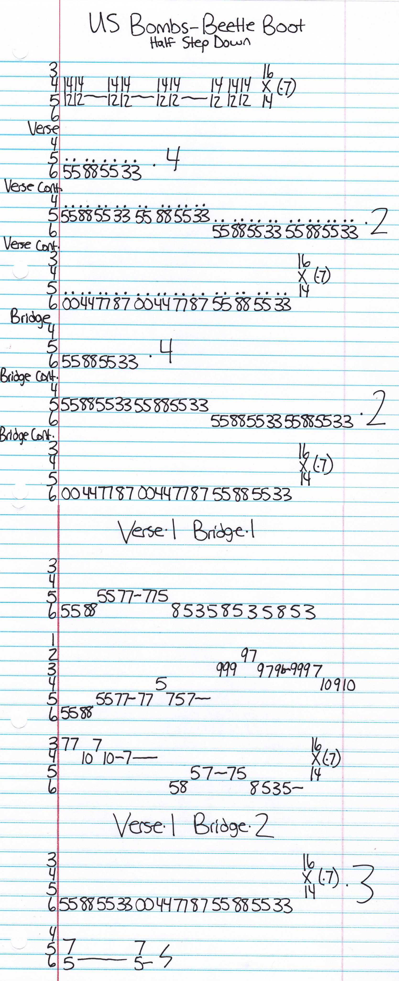 High quality guitar tab for Beetle Boot by U.S. Bombs off of the album War Birth. ***Complete and accurate guitar tab!***